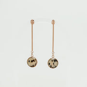 Long Rose Gold Drop Earrings on a white background.