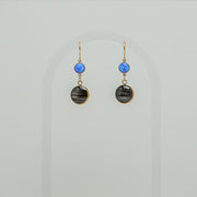 Caribbean Blue Opal Earrings on a white background. 