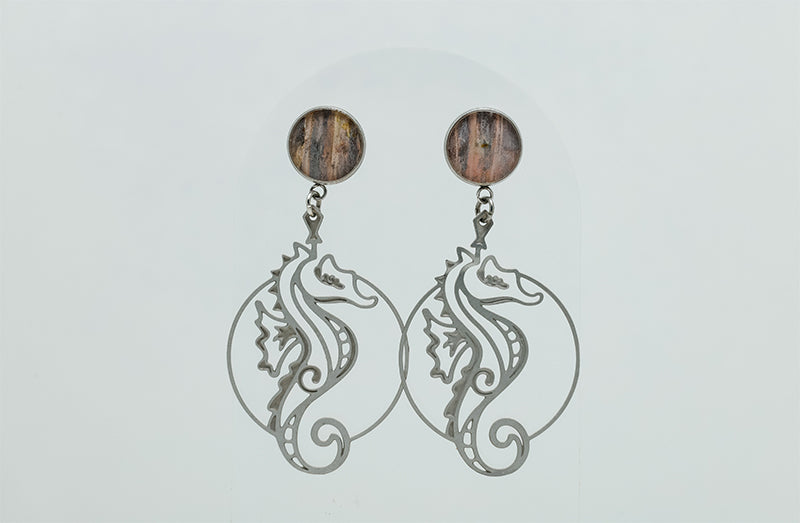 Seahorse Earrings on a white background.