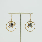 Gold Double Loop Earrings on a white background.
