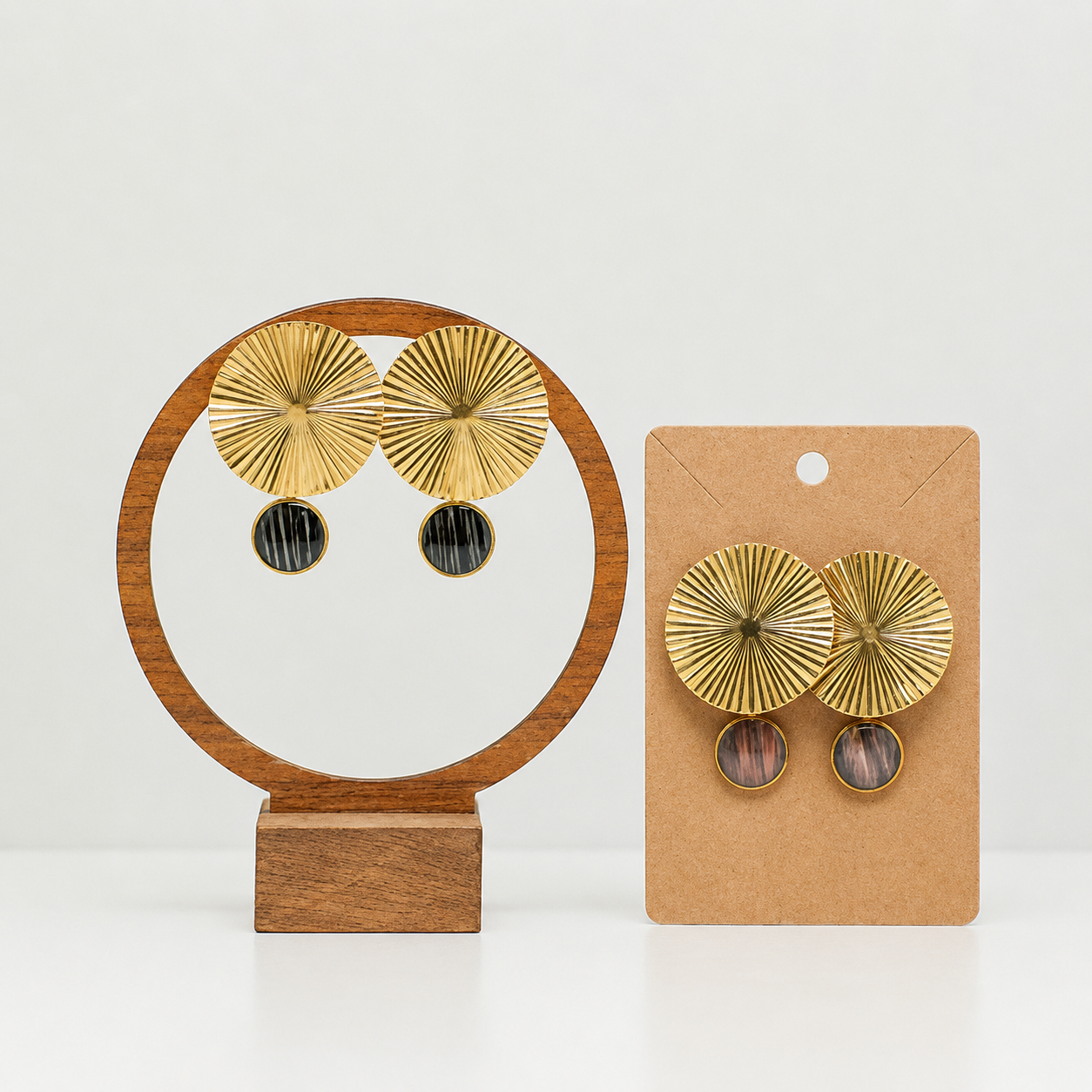 Elegant bold gold lionfish disc earrings in pelvic and pectoral fins