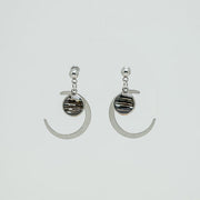 Silver Moons Earrings on a white background.