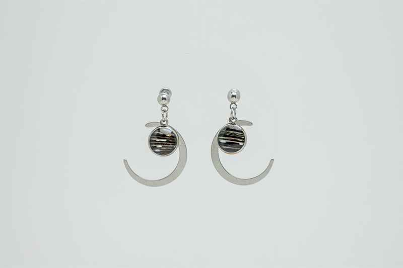 Silver Moons Earrings on a white background.