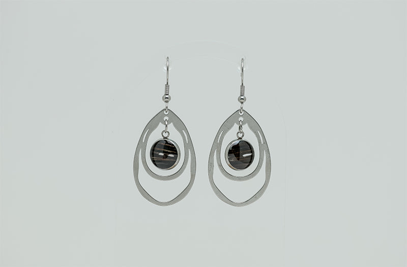 Silver Teardrop Earrings on a white background.