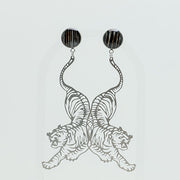 Tiger Earrings on a white background. 