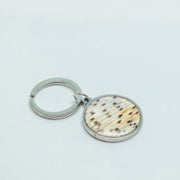 A Silver Keychain ring on a white background.