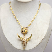 Ranch Royale necklace with lionfish fin and longhorn skull pendant, western ocean jewelry